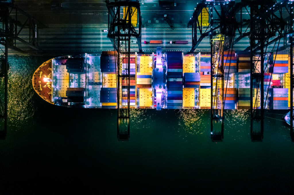 Merchant ship at port